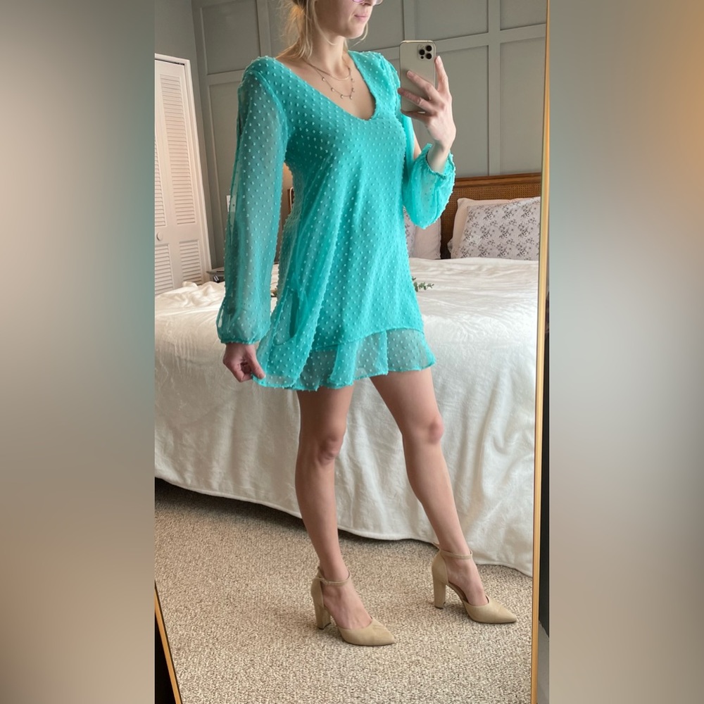 XS Lucky Love teal dress